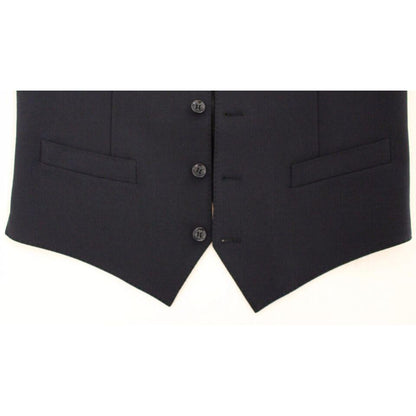 Dolce & Gabbana Blue Wool Formal Dress Vest Gilet