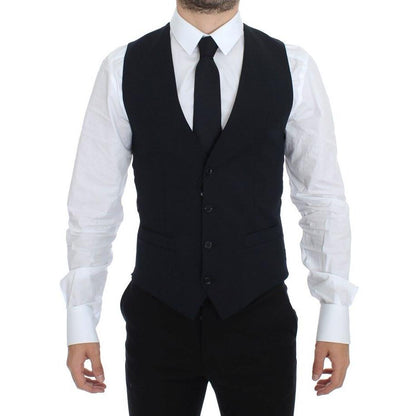 Dolce & Gabbana Blue Wool Formal Dress Vest Gilet