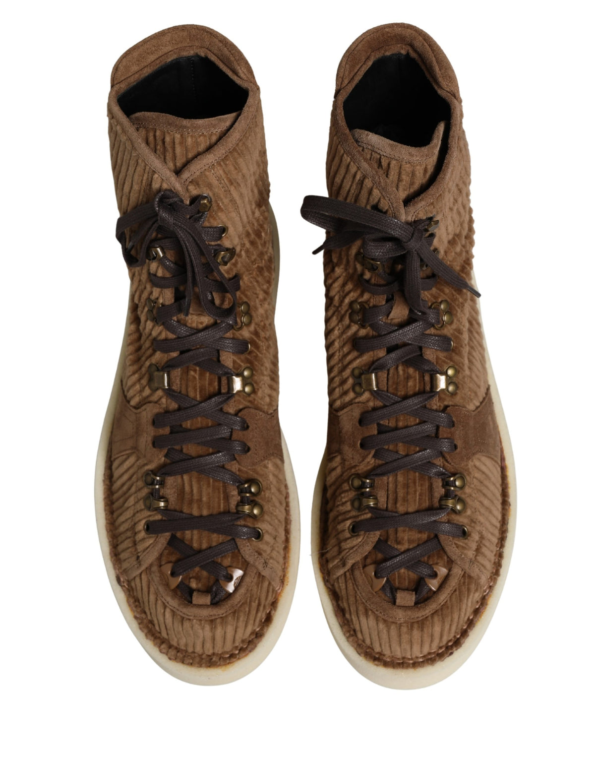 Dolce & Gabbana Brown Corduroy High Top Oxford Boots