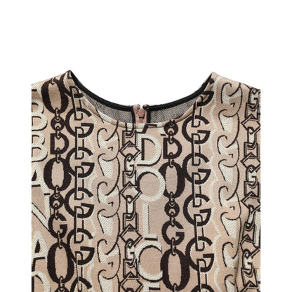 Dolce & Gabbana Brown DG Logo Chain Short-Sleeve Sheath Dress