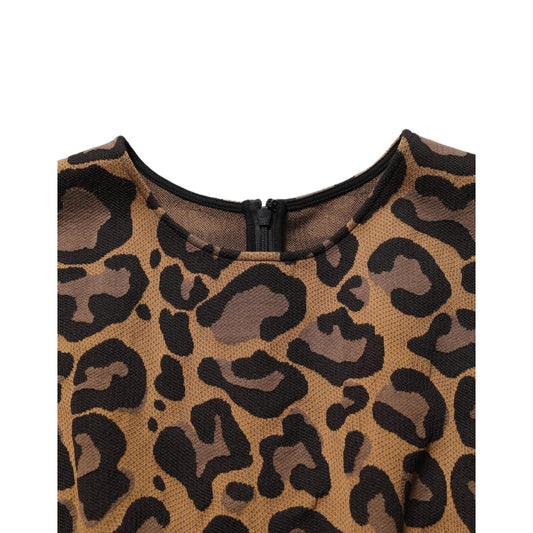 Dolce & Gabbana Brown Leopard Jacquard Knee Length Dress