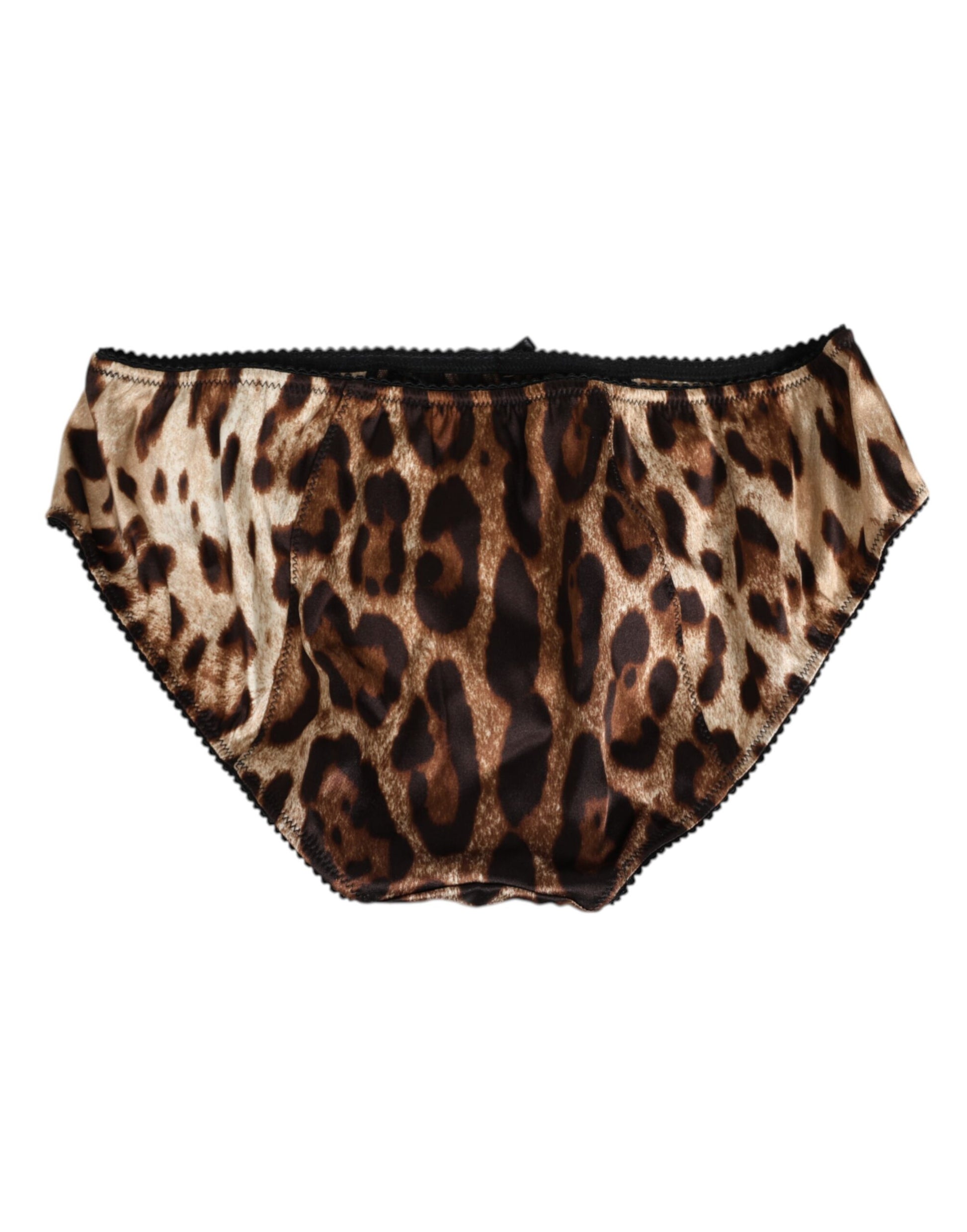 Dolce & Gabbana Brown Leopard Silk Mid Waist Panty Underwear