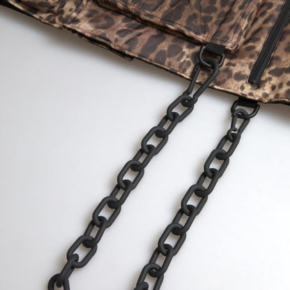 Dolce & Gabbana Brown Leopard Silk Sleeveless Sportswear