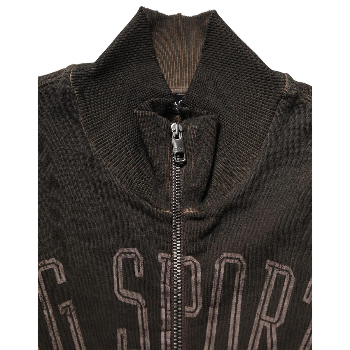 Dolce & Gabbana Brown Logo Print Full Zip Sweatshirt Sweater