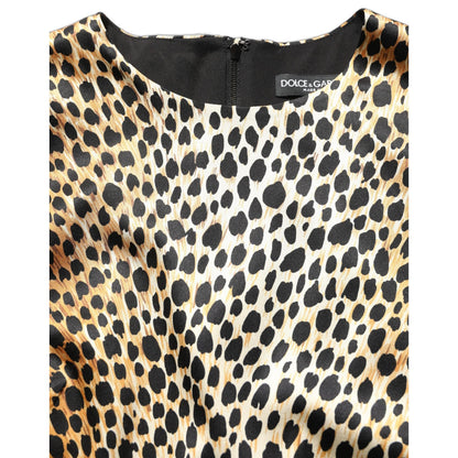 Dolce & Gabbana Brown Ocelot Print Long Sleeve Mini Dress