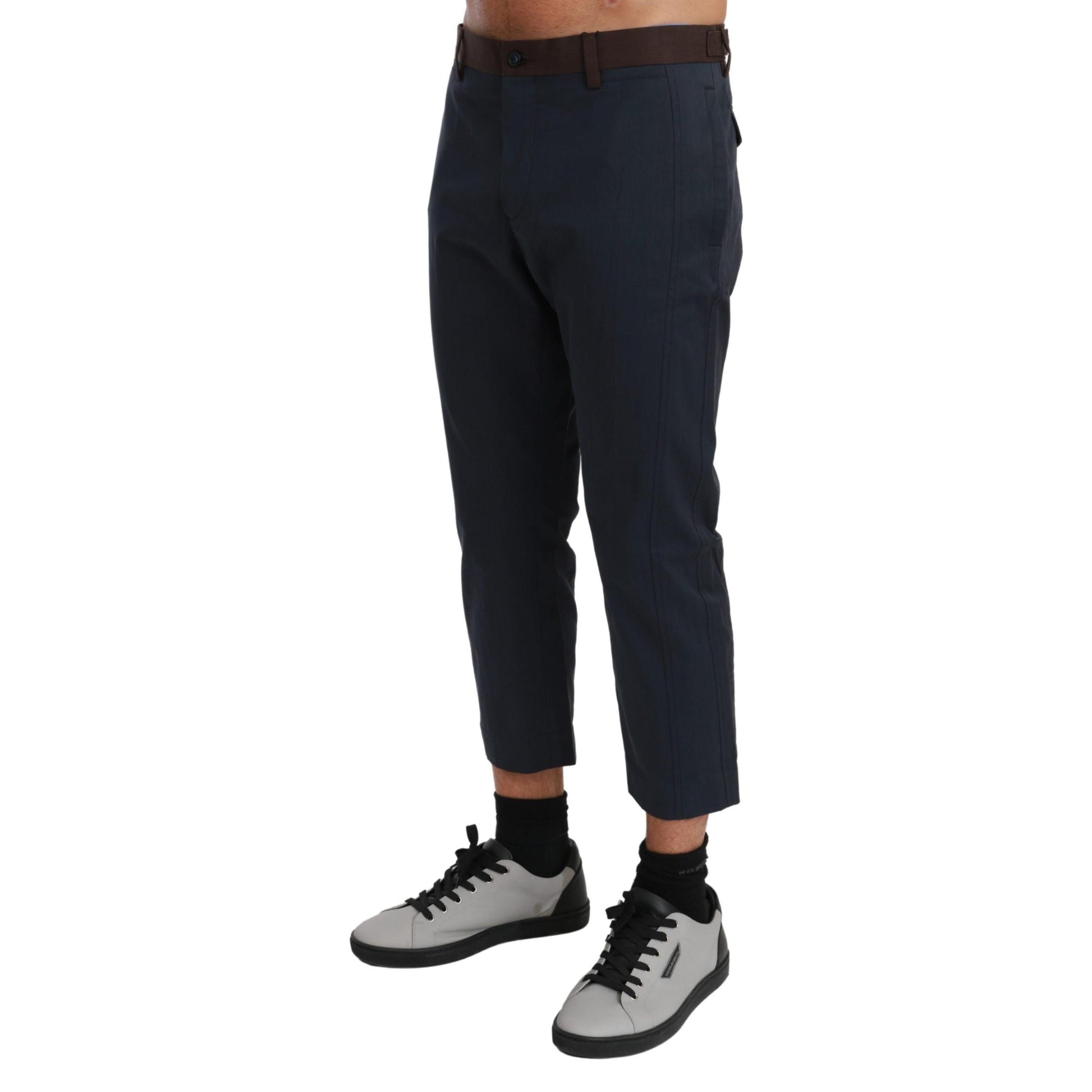 Dolce & Gabbana Brown Stripes Cropped Trousers Pants