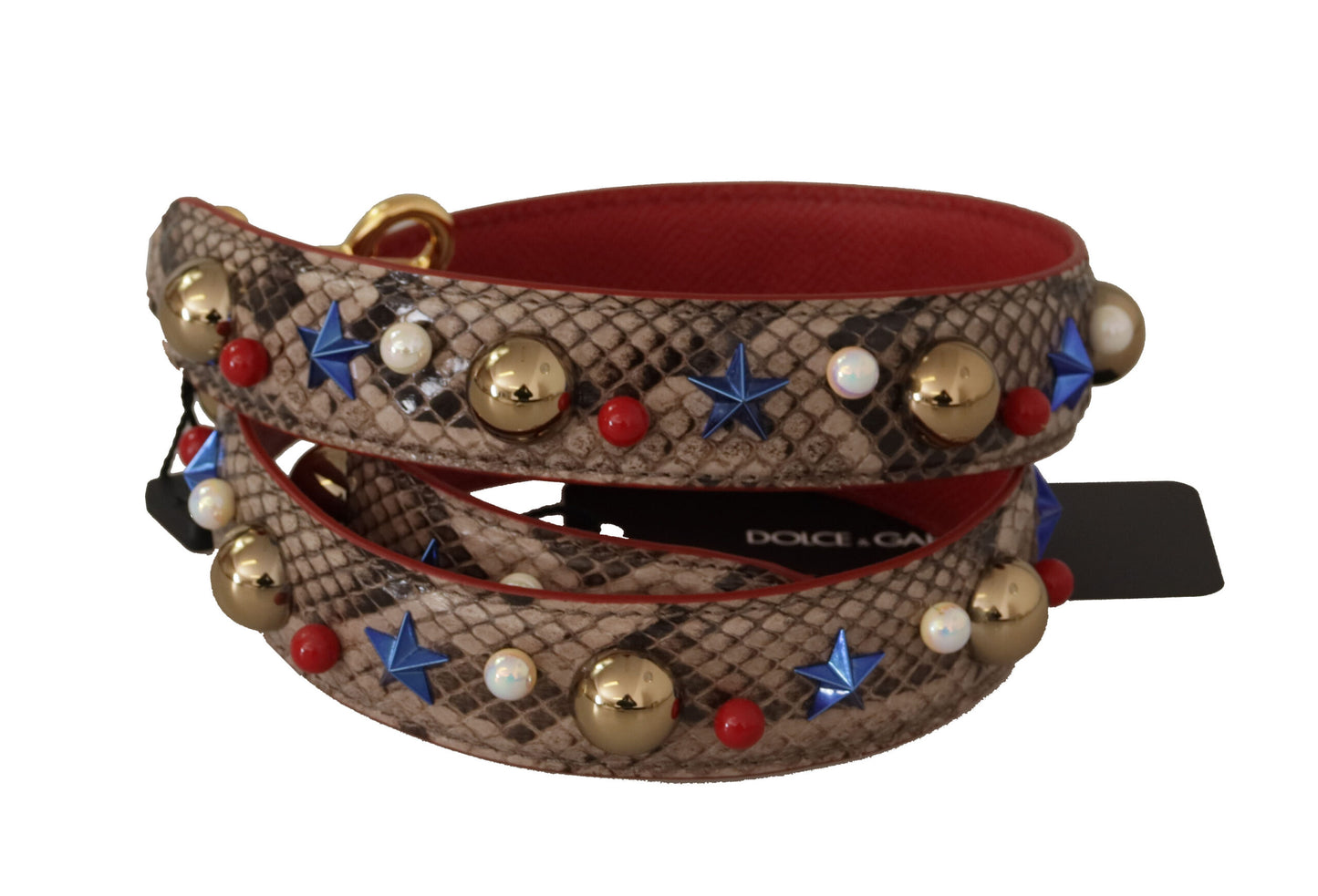 Dolce & Gabbana Brun Python Læder Studded Skulder Strap