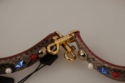 Dolce & Gabbana Brun Python Læder Studded Skulder Strap