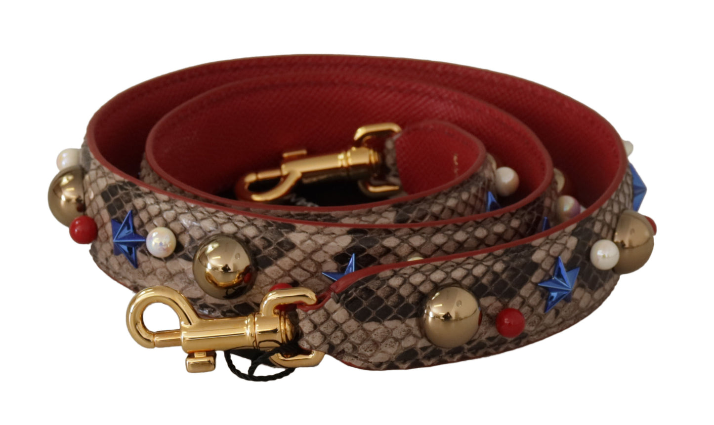 Dolce & Gabbana Brun Python Læder Studded Skulder Strap