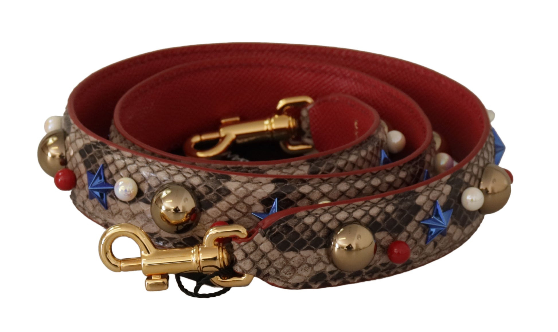 Dolce & Gabbana Brun Python Læder Studded Skulder Strap