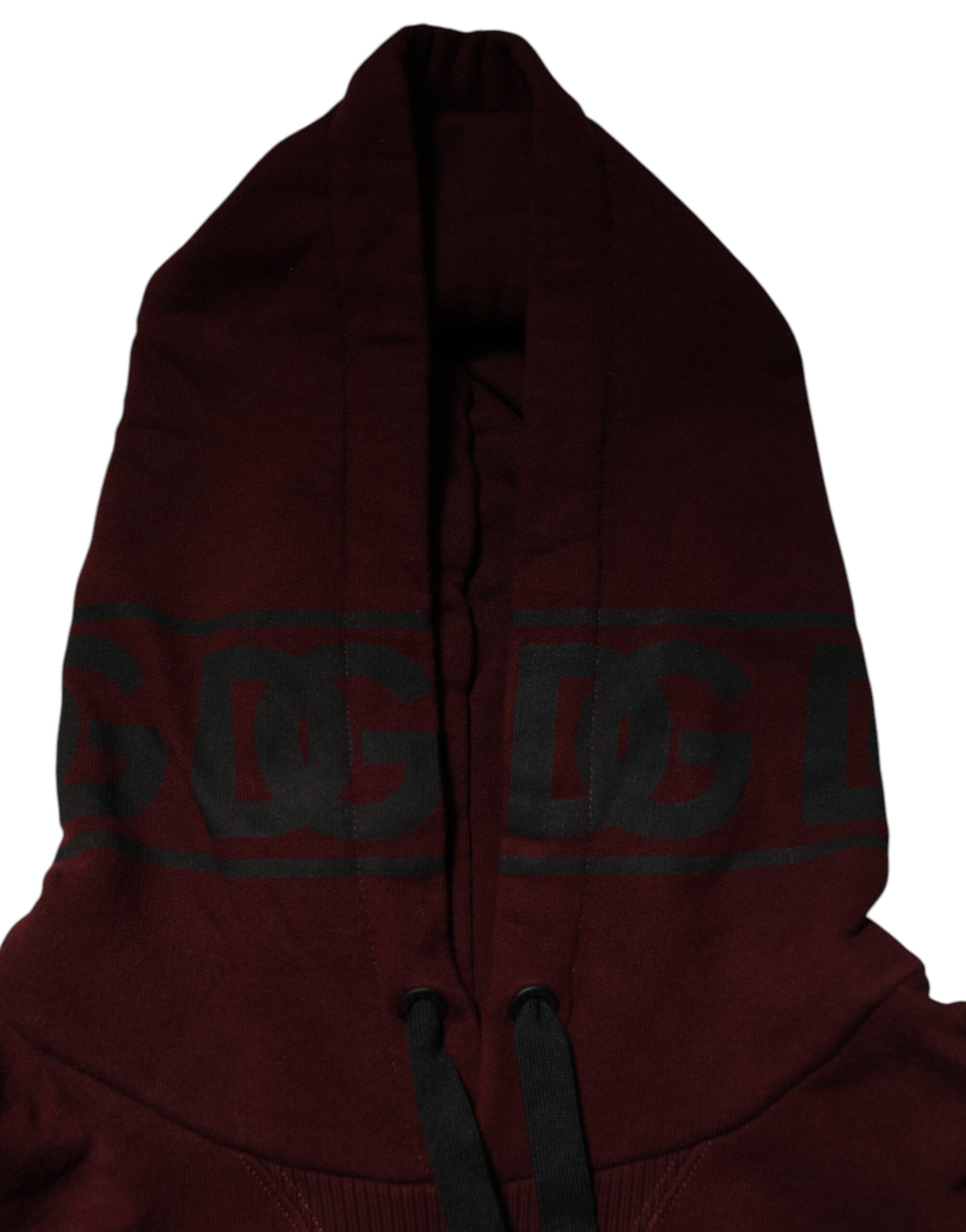 Dolce & Gabbana Burgundy Cotton Plaid Lined Men Hoodie Sweater