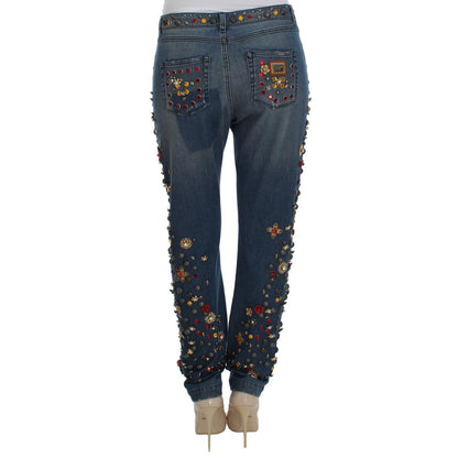 Dolce & Gabbana Crystal Roses Heart Embellished Jeans