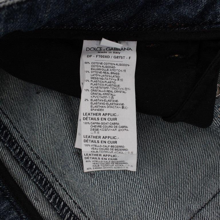 Dolce & Gabbana Crystal Roses Heart Embellished Jeans