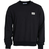 Dolce & Gabbana Dark Blå Bomuld Logo Plaque Sweatshirt Sweater-Modeoutlet