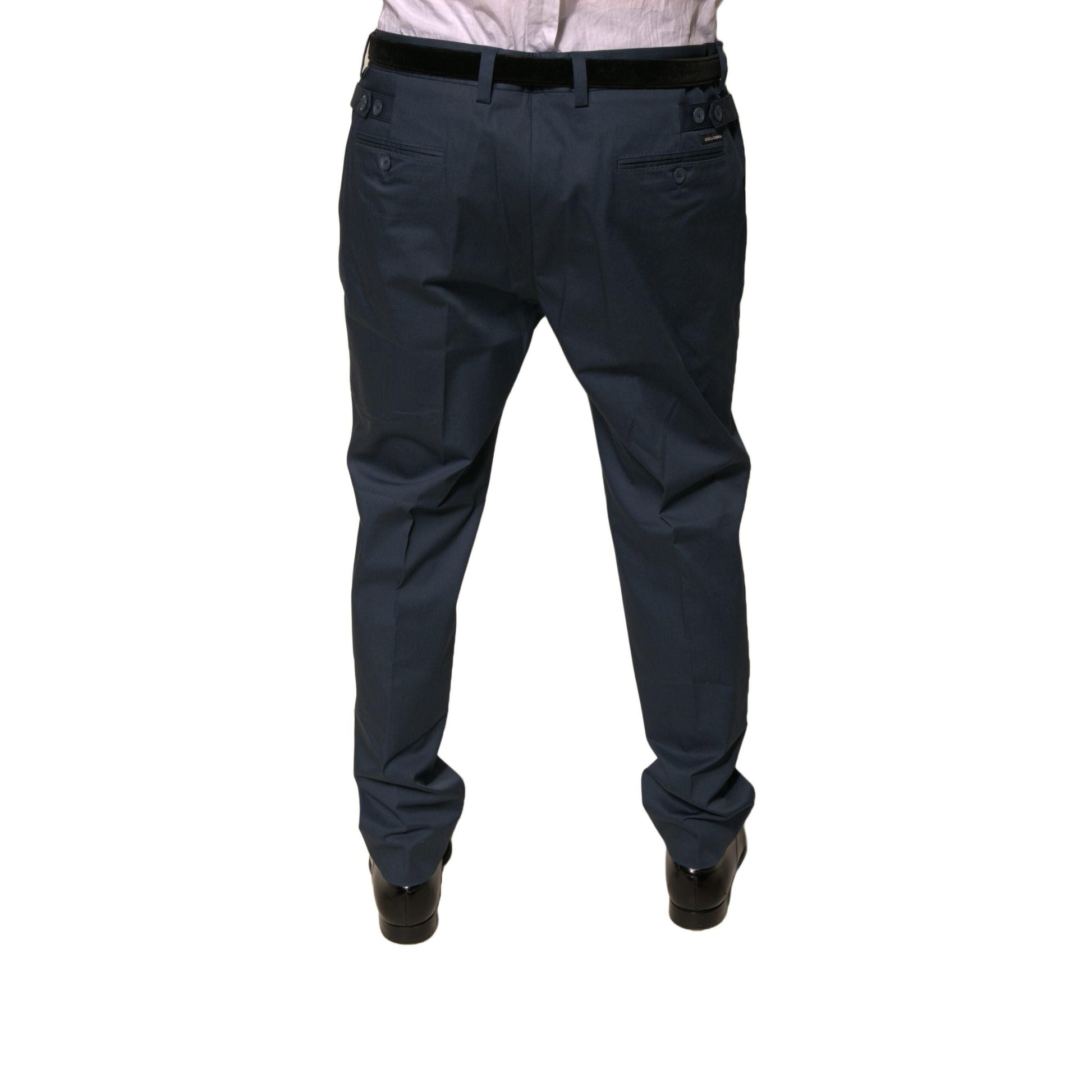 Dolce & Gabbana Dark Blue Cotton Stretch Skinny Men Dress Pants