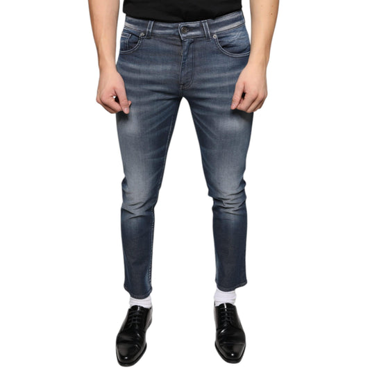 Dolce & Gabbana Dark Blue Washed Cotton Skinny Denim Jeans