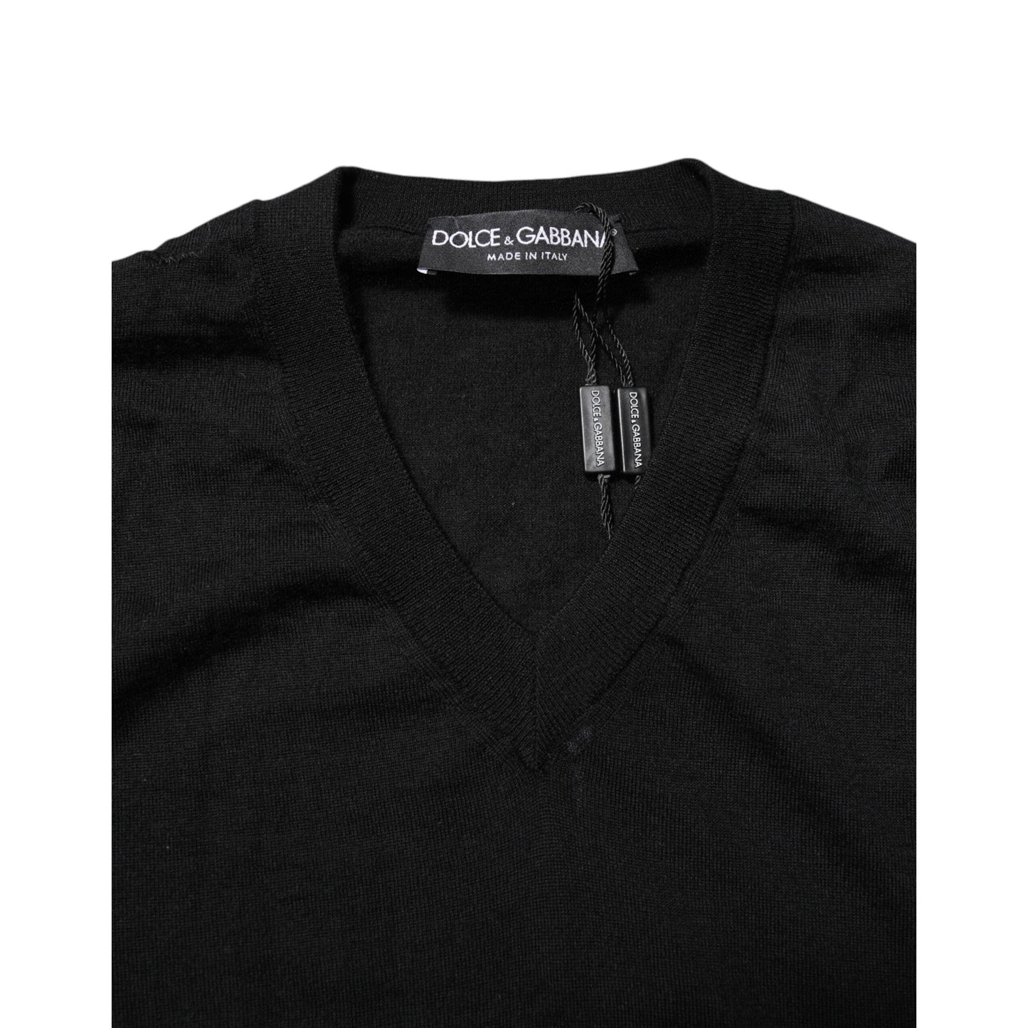 Dolce & Gabbana Dark Gray Embroidered Logo Pullover Sweater