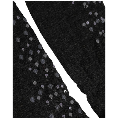Dolce & Gabbana Dark Gray Sequined Wool Knee High Accessory Socks