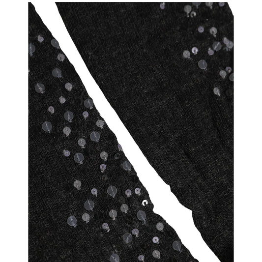Dolce & Gabbana Dark Gray Sequined Wool Knee High Accessory Socks