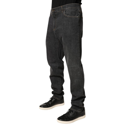 Dolce & Gabbana Dark Gray Slim Fit Cotton Men Denim Jeans