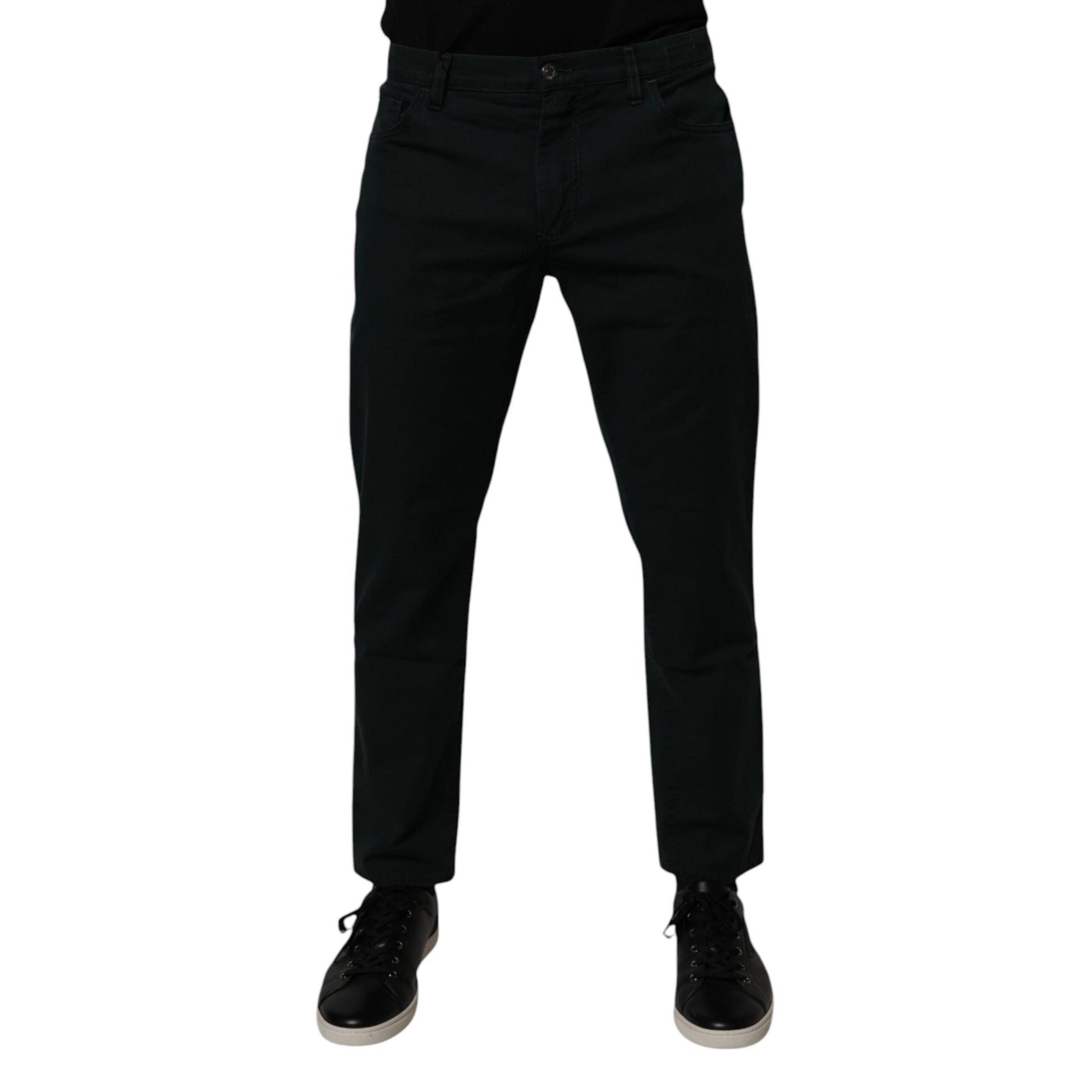 Dolce & Gabbana Dark Green Cotton Loose Men Denim Jeans