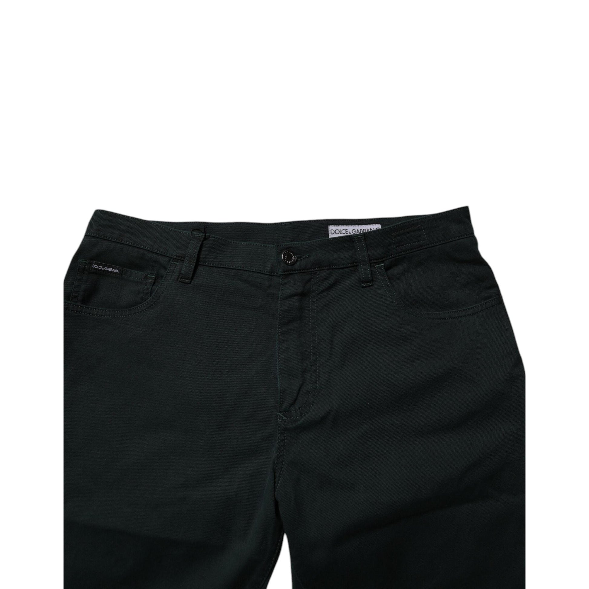 Dolce & Gabbana Dark Green Cotton Loose Men Denim Jeans