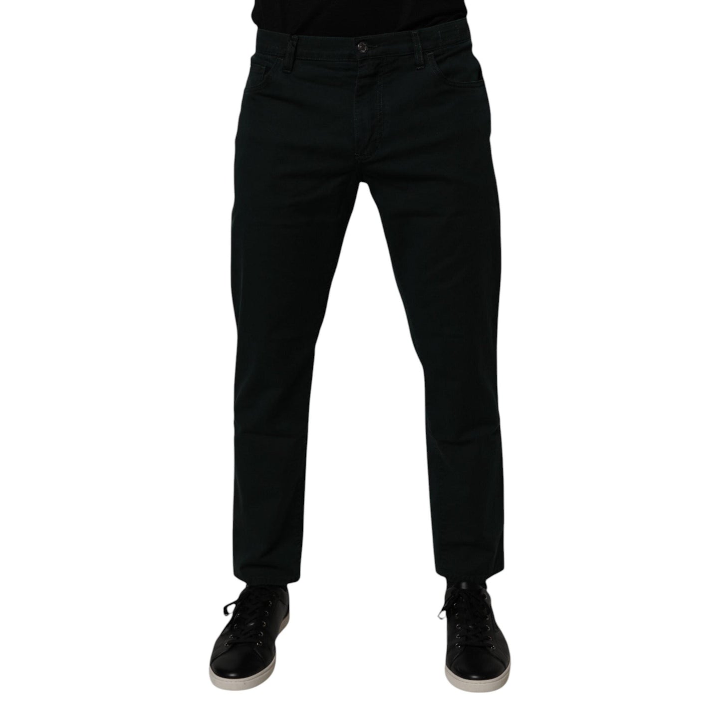 Dolce & Gabbana Dark Green Cotton Loose Men Denim Jeans