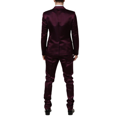Dolce & Gabbana Dark Purple Silk 3Piece Single Breasted Suit