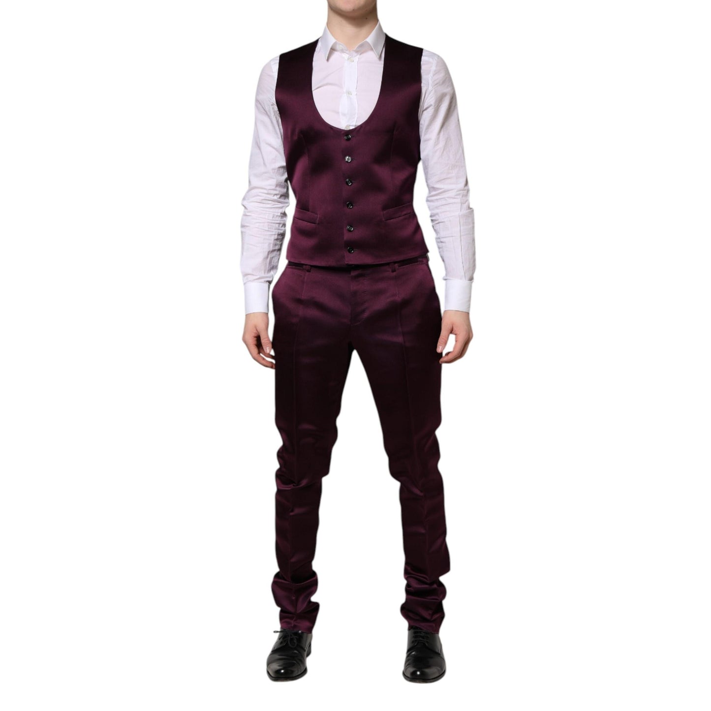 Dolce & Gabbana Dark Purple Silk 3Piece Single Breasted Suit