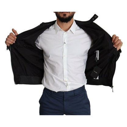 Dolce & Gabbana Elegant Black Bomber with Leather Accents