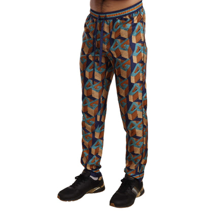 Dolce & Gabbana Elegant Silk Jogger Pants with Vibrant Print