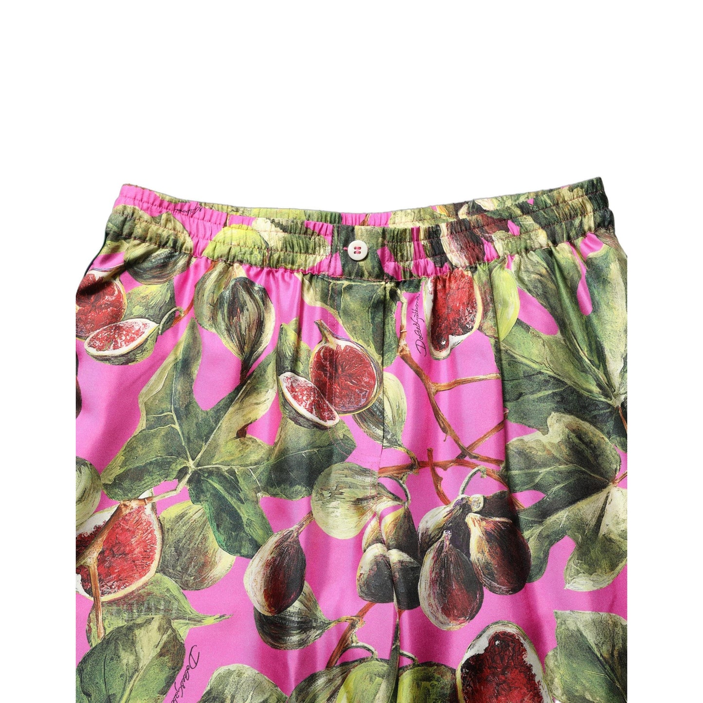 Dolce & Gabbana Fuchsia Fig Fruit Leaf Tapered Trouser Pants