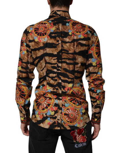 Dolce & Gabbana GOLD Cotton Tiger Carretto Long Sleeve Shirt