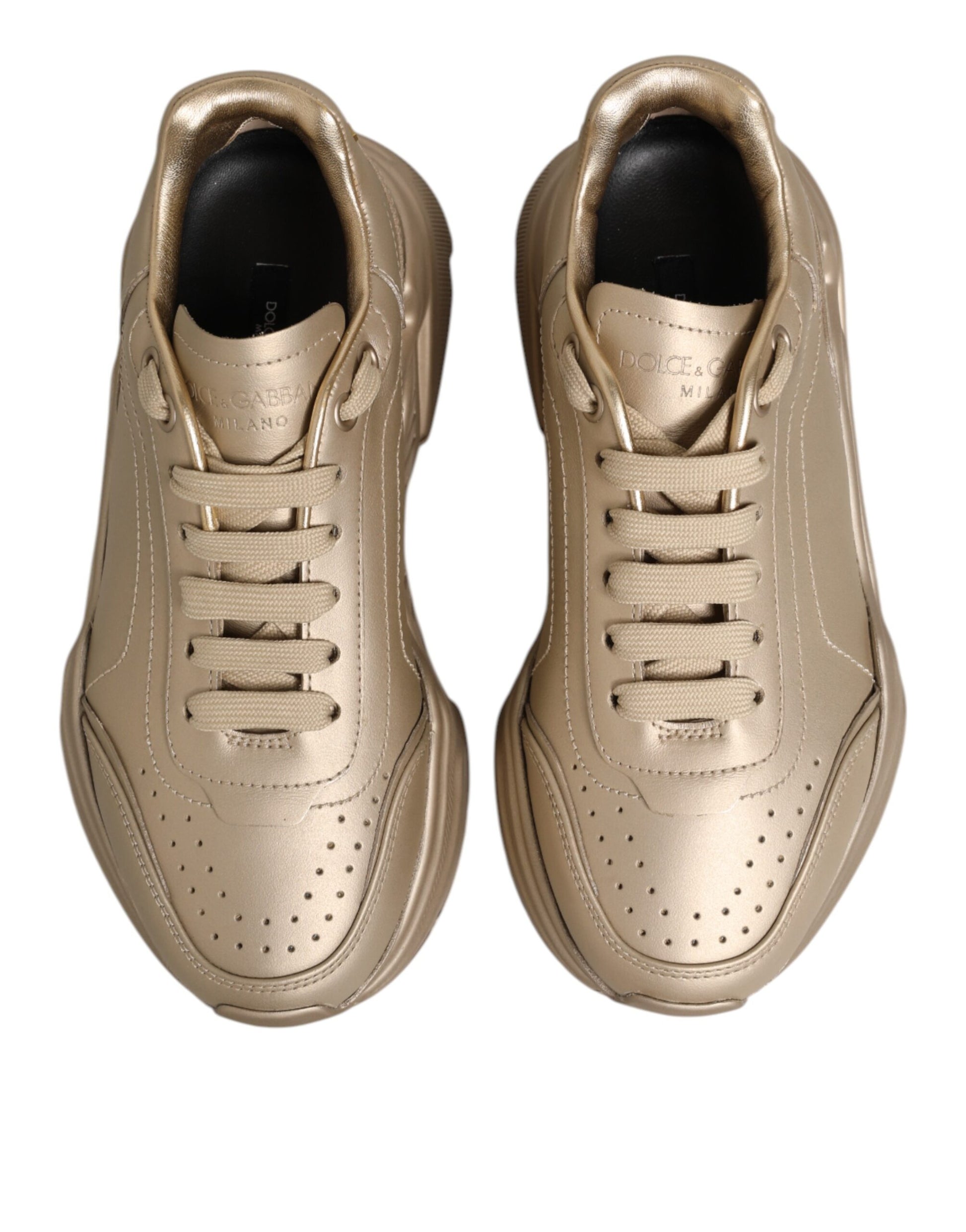 Dolce & Gabbana Gold Leather Daymaster Women Sneakers Shoes