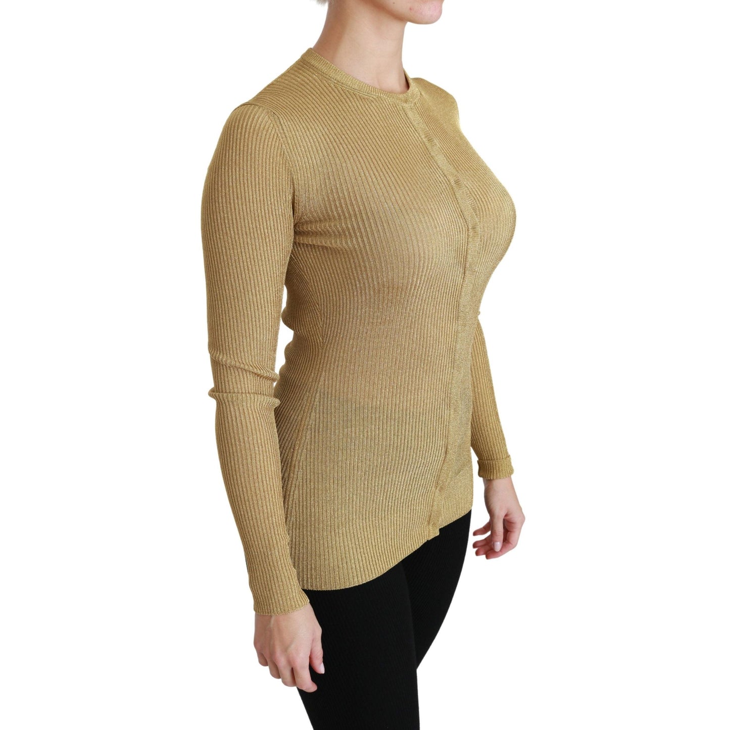 Dolce & Gabbana Gold Long Sleeve Cardigan Viscose Sweater