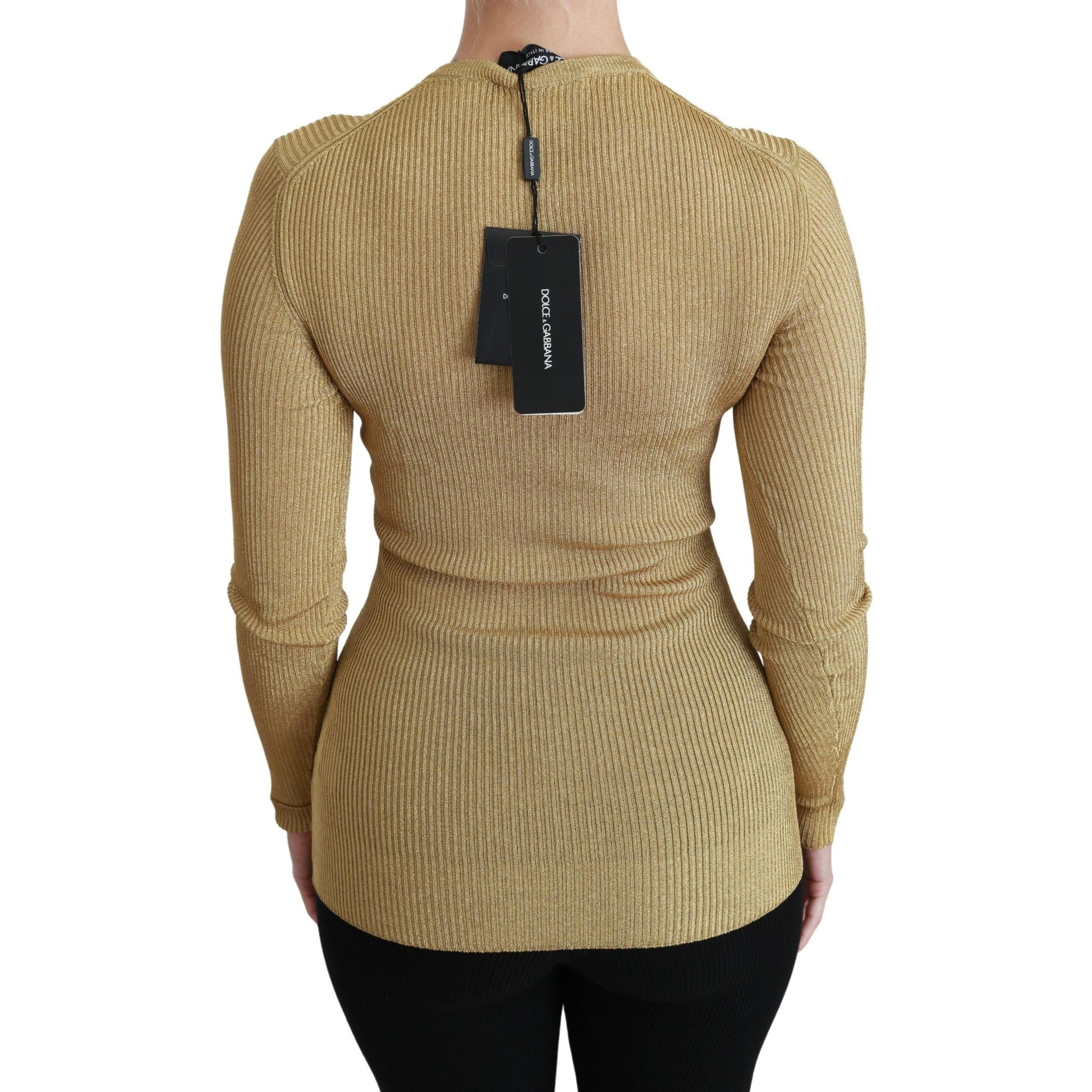Dolce & Gabbana Gold Long Sleeve Cardigan Viscose Sweater