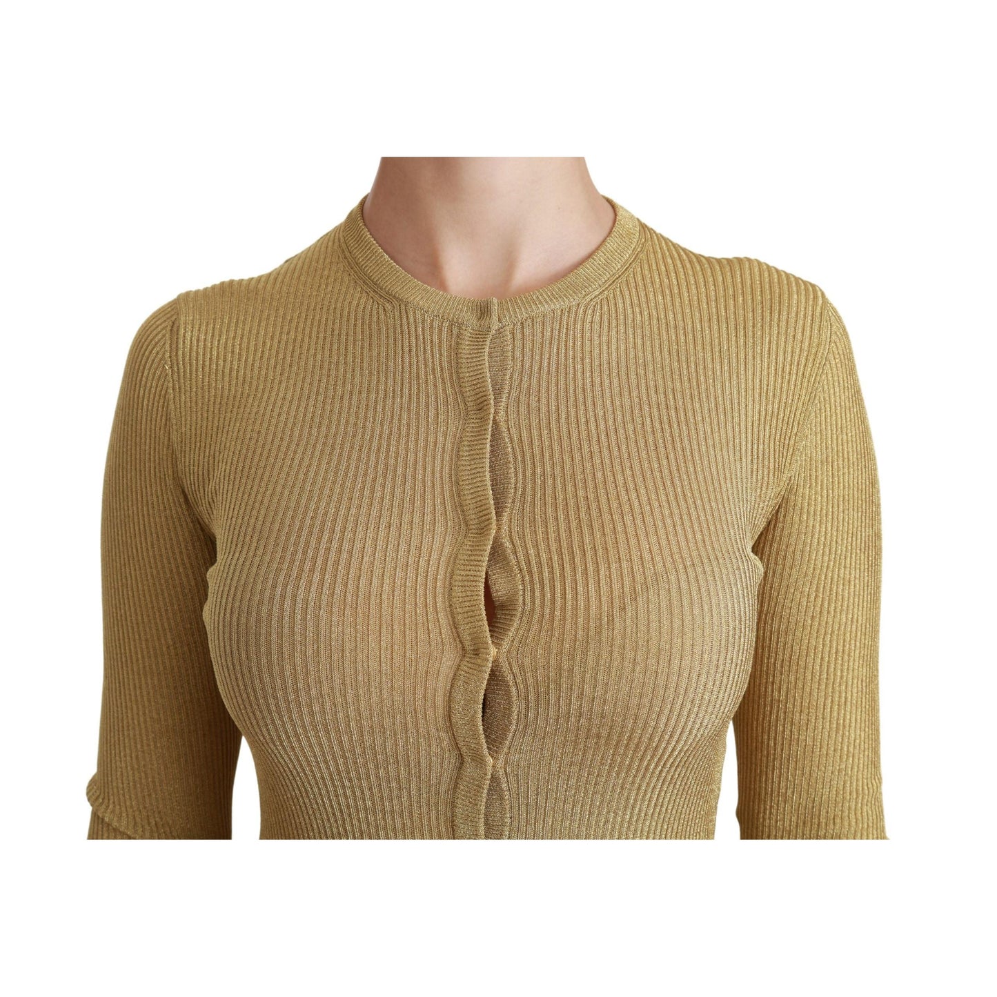 Dolce & Gabbana Gold Long Sleeve Cardigan Viscose Sweater