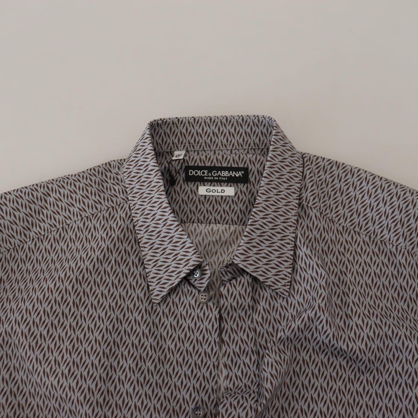 Dolce & Gabbana Gray Brown GOLD Slim Fit Dress Formal Shirt