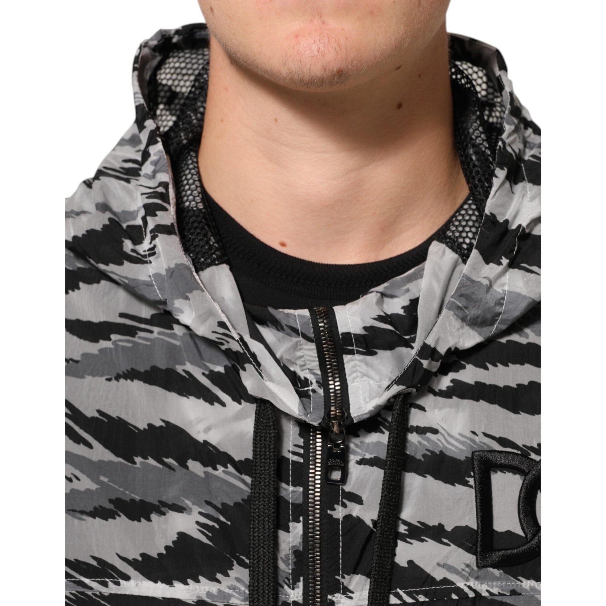 Dolce & Gabbana Gray Camouflage Hooded Sweatshirt Jacket