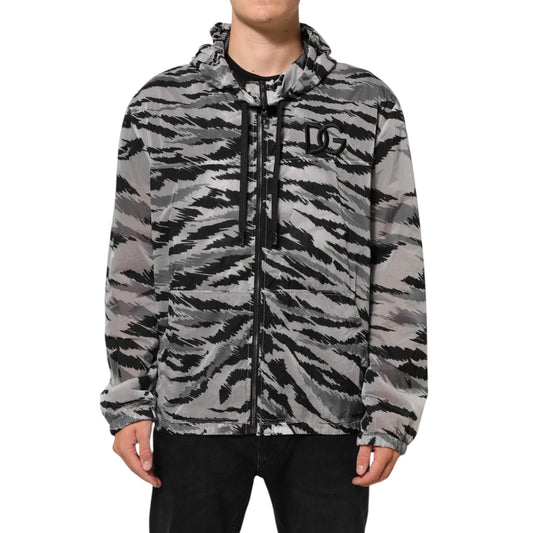 Dolce & Gabbana Gray Camouflage Hooded Sweatshirt Jacket