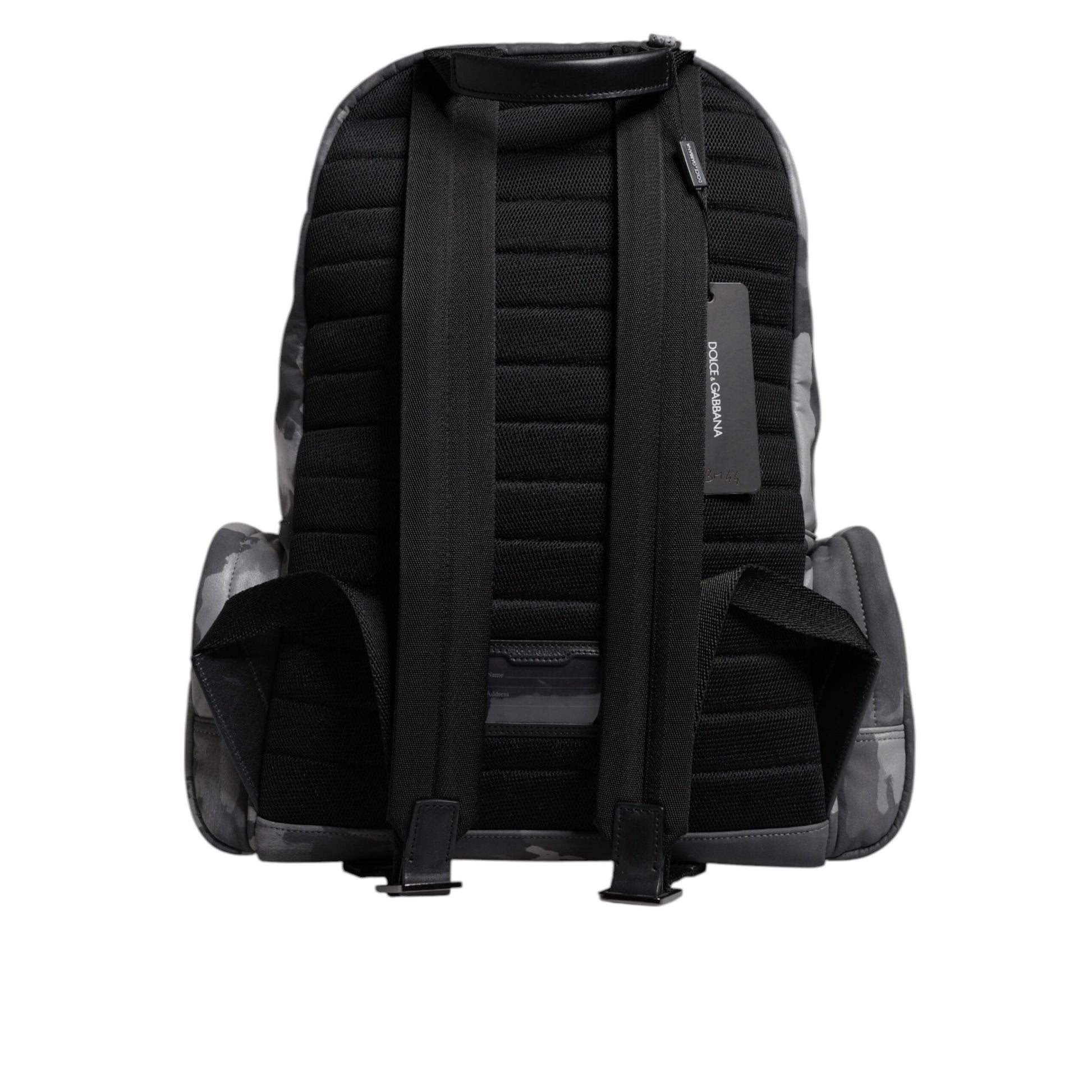 Dolce & Gabbana Gray Cotton Camouflage Logo Plaque Backpack Bag
