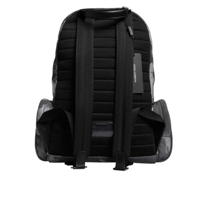 Dolce & Gabbana Gray Cotton Camouflage Logo Plaque Backpack Bag