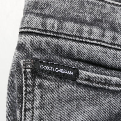 Dolce & Gabbana Gray Cotton Slim Fit Denim Trouser Jeans