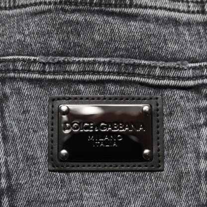 Dolce & Gabbana Gray Cotton Slim Fit Denim Trouser Jeans