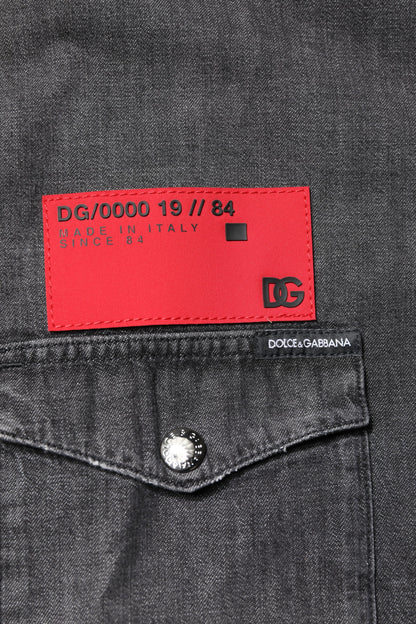 Dolce & Gabbana Gray Long Sleeves Button Down Denim Shirt