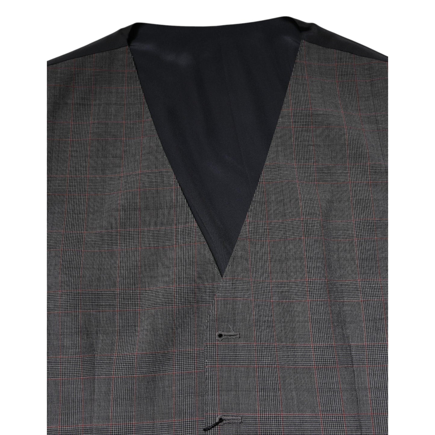Dolce & Gabbana Gray Plaid Wool Formal Dress Waistcoat Vest