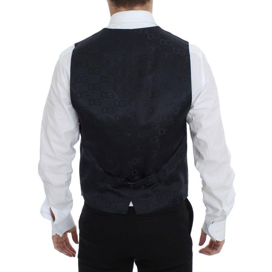 Dolce & Gabbana Gray Striped Wool Silk Dress Vest Gilet