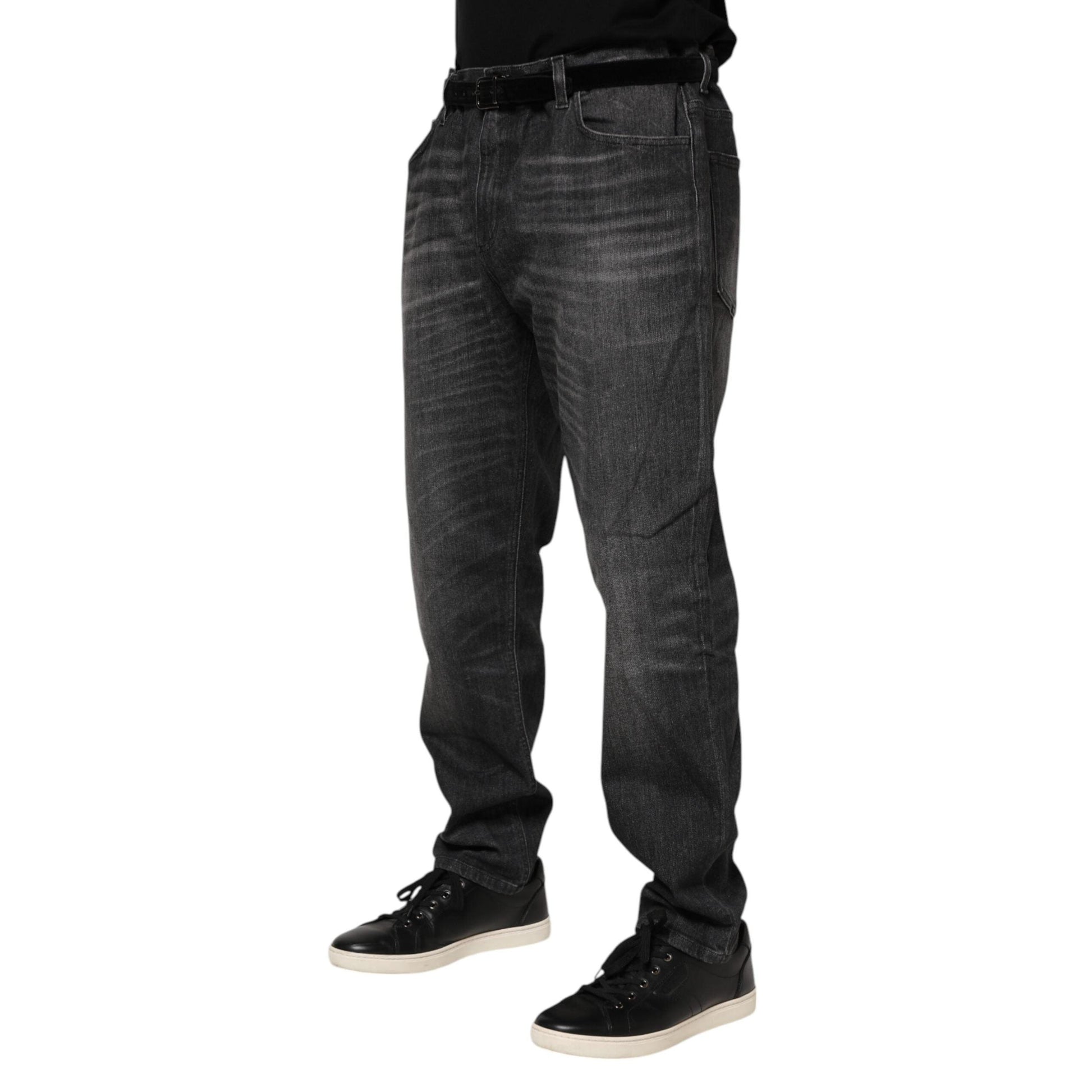 Dolce & Gabbana Gray Washed Cotton Loose Denim Jeans