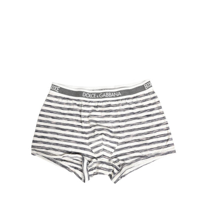 Dolce & Gabbana Gray White Stripes Men Regular Boxer Underwear