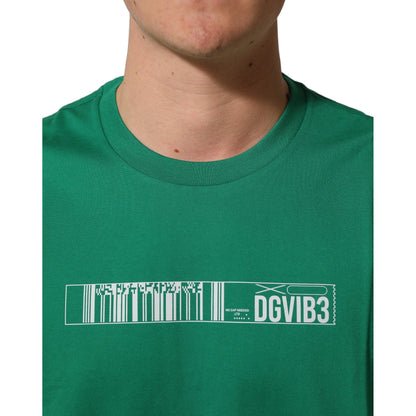 Dolce & Gabbana Green Cotton DGVIB3 Print Crew Neck T-shirt
